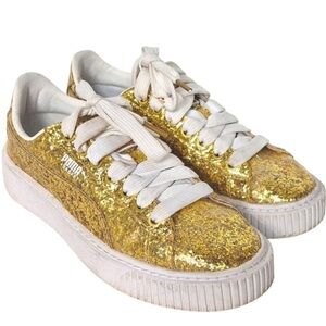 Puma Women's Gold Glitter Sneakers